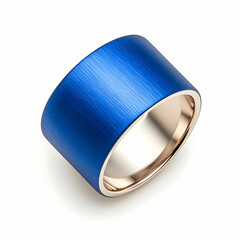 Blue Brushed Metal Ring 3D Render