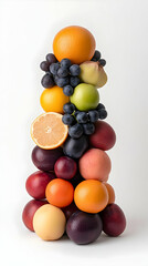 Vibrant Fruit Tower Still Life Illustration