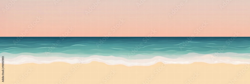 Poster relaxing beach view with soft waves and tranquil atmosphere for peaceful moments and reflections. ge