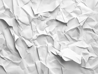 Obraz premium Crumpled white paper texture background in ash gray minimalist design for creative projects