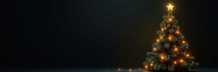 Elegant gold & black Christmas tree, star topper, gold, celebration