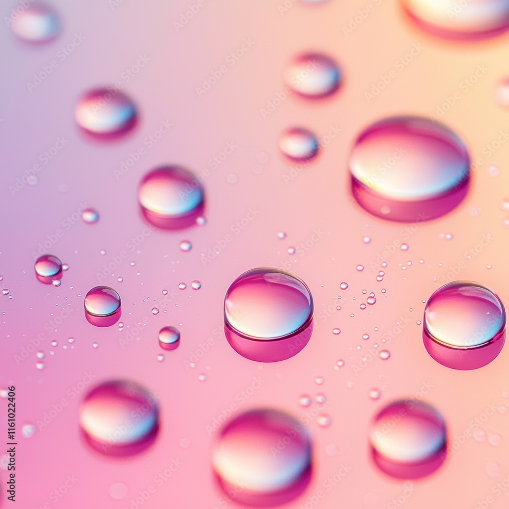 Aufkleber vibrant water droplets on smooth surface with soft gradient background