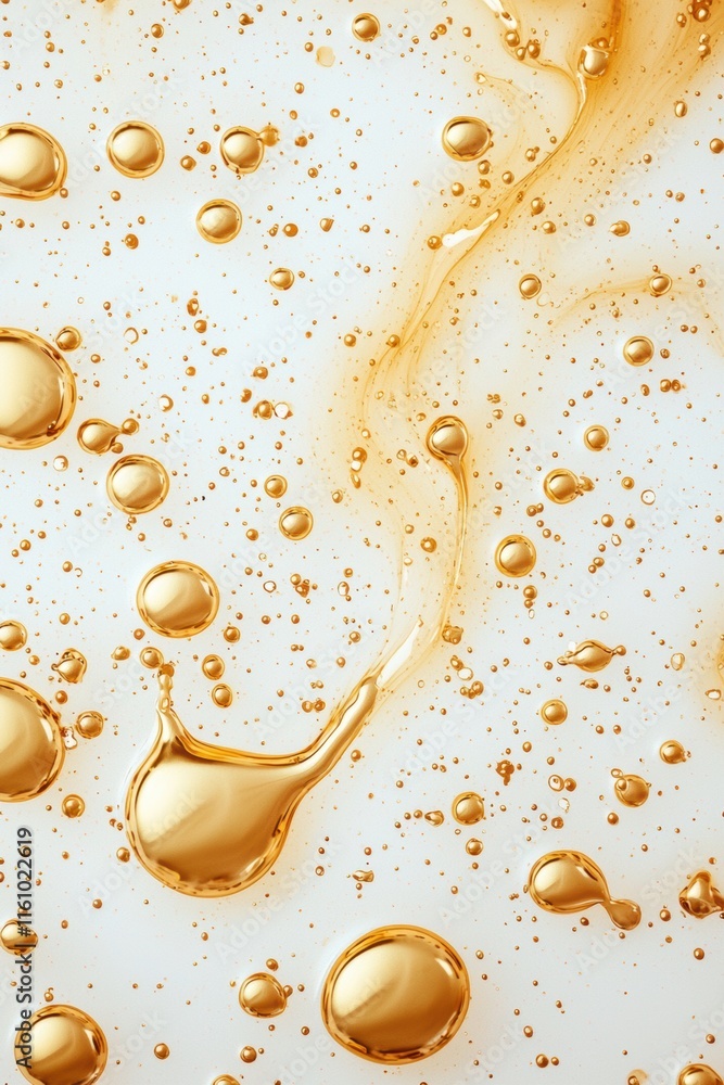 Aufkleber golden bubbles floating in liquid with soft background texture