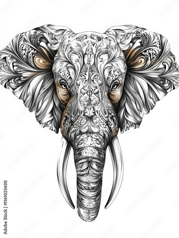 Poster stunning elephant illustration with intricate details and ample space for text or branding in a crea