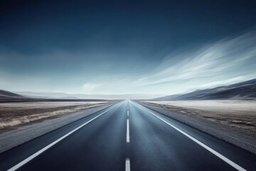 Naklejka premium Serenely minimalist image of a lengthy, desolate road vanishing into the distant horizon