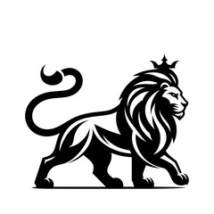 Lion with crown logo black and white luxury