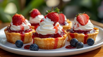 Gourmet Holiday Cupcakes with Festive Decorations and Berries