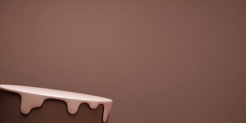mocha tone Fashion product background stand podium display with blank backdrops.