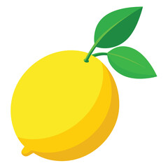 Fresh Lemon with Green Leaves Illustration Design