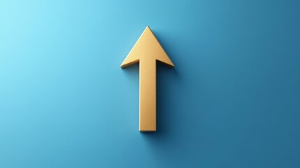 Golden upward arrow on blue background symbolizing growth