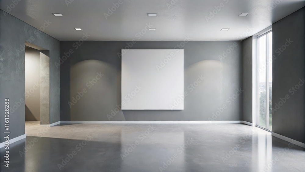 Poster Minimalist Interior Design With a Blank Canvas for Art Display and Natural Light From a Large Window