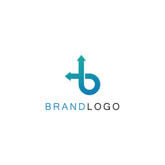 Arrow Up Diagonal On Letter Initial Logo Design B
