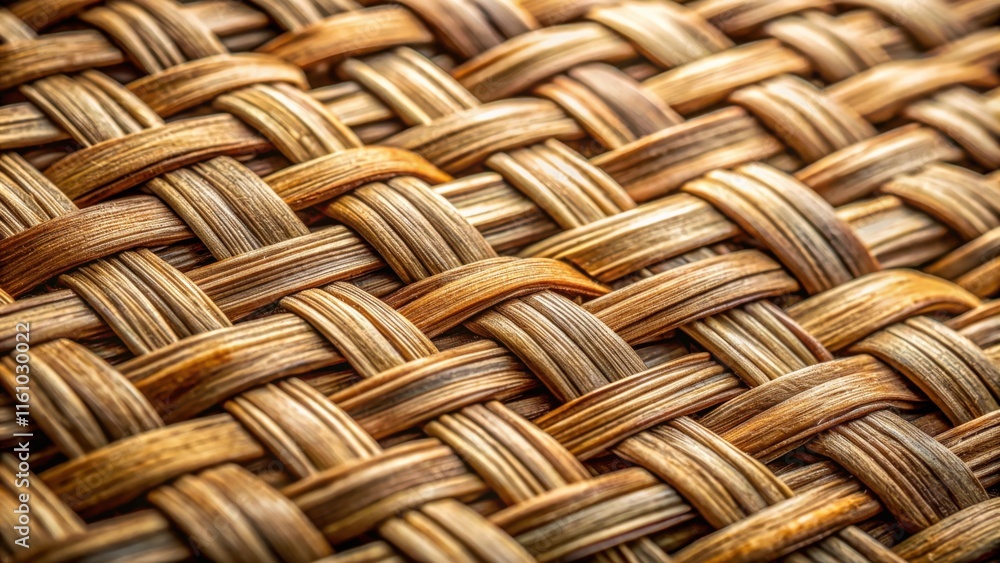 Poster a detailed macro shot of a brown woven reed surface, highlighting the intertwined structure and natu
