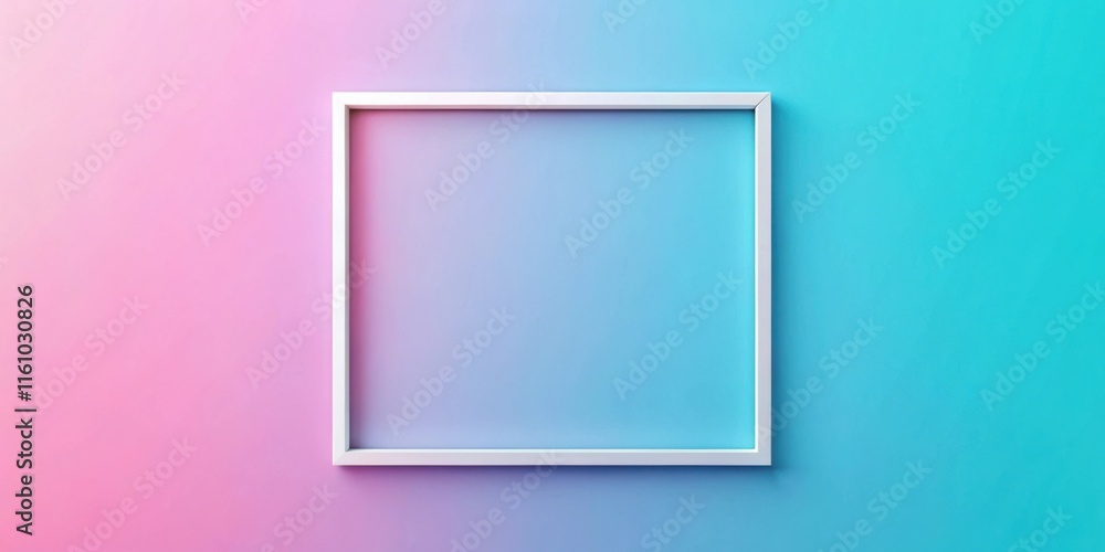 Aufkleber a white frame sits against a vibrant gradient background, transitioning from pink to blue, creating 