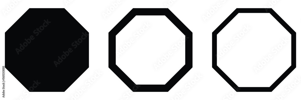 Poster set of octagon icon. octagon icon of vector geometry octagonal eight sided polygon octagon. vector d