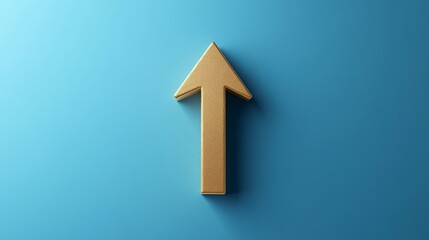 Golden upward arrow on blue background symbolizing growth