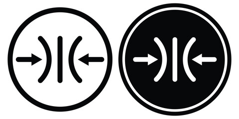 Elastic icon. Compression arrows icon. Resilience icon. Elastic material sign. Flexibility icon. Elastic thin line vector icon set. 