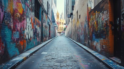 Fototapeta premium Vibrant Graffiti Alleyway in Melbourne, Australia