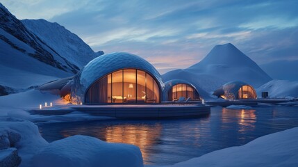 A resort in the Arctic with igloo-inspired structures and high-performance insulation
