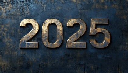 Metallic Two Thousand Twenty Five On Dark Background