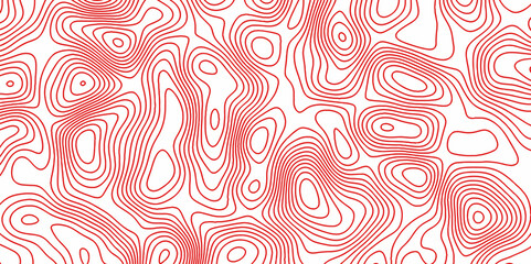 Red topography topology vector white background fresh contour map texture. white seamless pattern Abstract background with a wave Topography and geography map grid abstract backdrop.