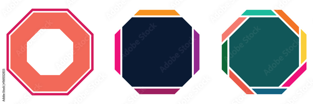 Poster octagon vector icon segmented diagrams of geometric figures, geometric octagonal eight sided polygon