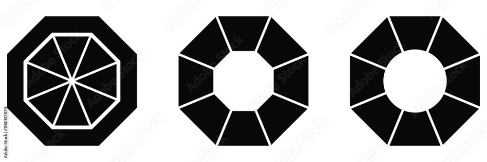 Poster set of octagon icon. octagon icon of vector geometry octagonal eight sided polygon octagon. vector d