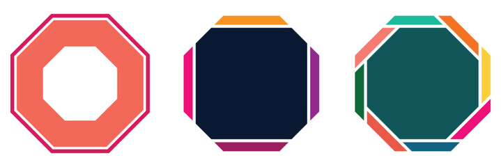 Octagon vector icon segmented diagrams of geometric figures, geometric octagonal eight sided polygon octagon on isolated white background. Vector EPS 10.