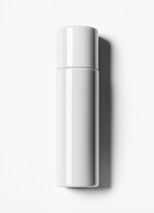 White cosmetic bottle mockup casting a shadow on white background
