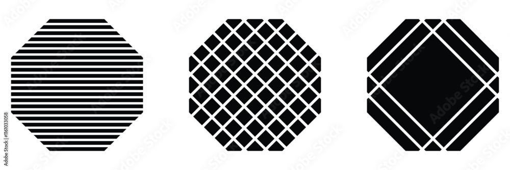 Poster octagon vector icon segmented diagrams of geometric figures, geometric octagonal eight sided polygon