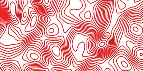 Red topography topology vector white background fresh contour map texture. white seamless pattern Abstract background with a wave Topography and geography map grid abstract backdrop.