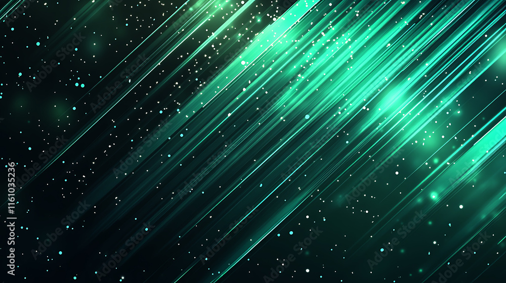 Aufkleber abstract green wave design with sparkling particles, a vibrant abstract image featuring flowing, lum