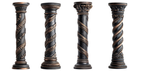 Decorative Poles Isolated on Transparent or White Background