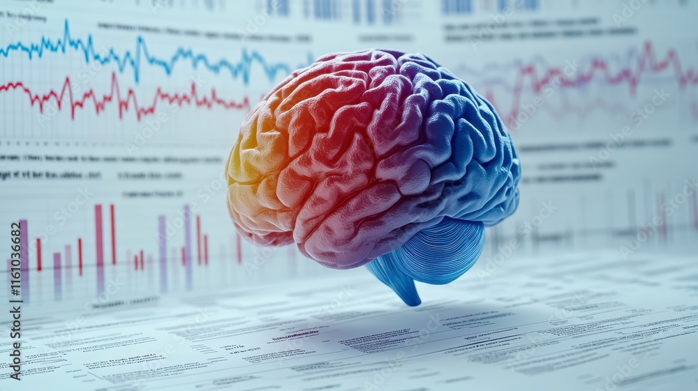 Poster a vibrant brain illustration overlays data graphs, symbolizing the intersection of neuroscience and 