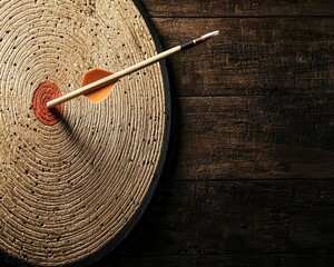 shooting an arrow towards a target in a field