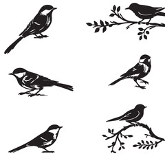 Flying bird branch silhouette black and white vector illustration design background