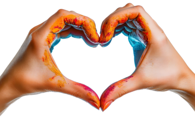 hands making heart shape isolated on white background