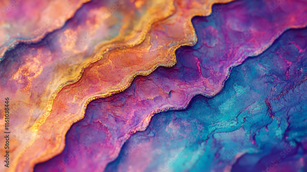 Poster colorful textured patterns create an abstract design with vibrant hues and flowing shapes