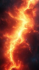 Fiery Cosmic Stream Abstract Nebula of Burning Energy