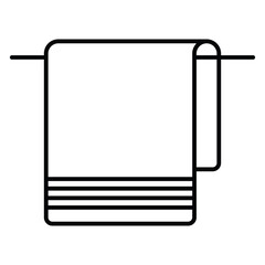 Towel on hanger icon vector. Bathroom towel hanger icon. Towel on hanger line art icon isolated on white background.