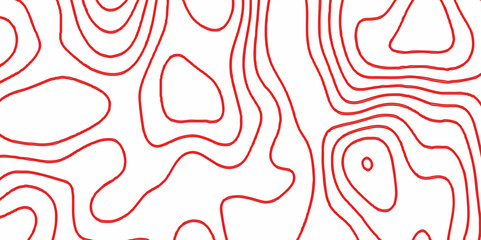 Red topography topology vector white background fresh contour map texture. white seamless pattern Abstract background with a wave Topography and geography map grid abstract backdrop.