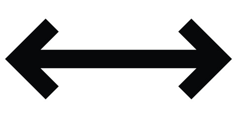 Horizontal dual side long straight arrow vector. Dual arrow sign. Right direction and left direction arrow icon on white background.