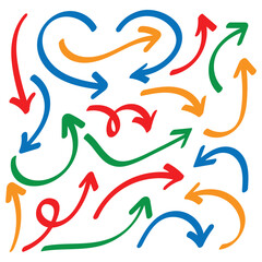 Color arrows. Hand drawn pastel or marker shape element. Vector illustration