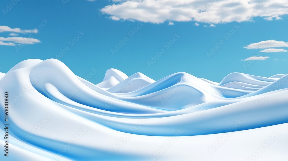 Poster abstract winter landscape with a surreal atmosphere 3d rendering