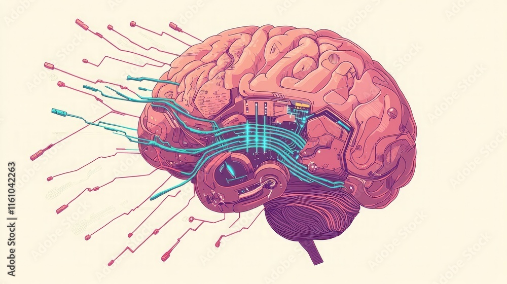 Poster brain and tech fusion: digital data flow between mind and machine