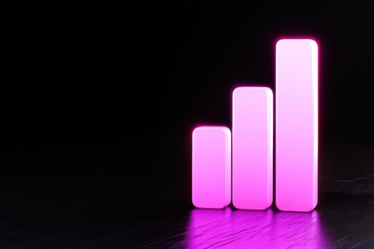 Stylish pink bar graph highlights growth and progress in a modern business environment.