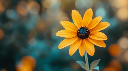 A selective focus image showcasing a vibrant yellow kulbaba flower, highlighting its unique beauty and intricate details against a softly blurred background. Perfect for nature themed collections.