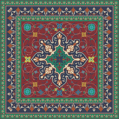 Mat, Abstract Pattern, Vintage Flowers, Ethnic Tribal Art Scarf