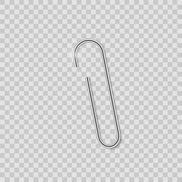 Metal paperclip. Realistic paper clip office tool. Vector 3D illustration