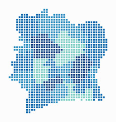 Fototapeta premium Cote d'Ivoire dotted map. Digital style map of the country on white background. Cote d'Ivoire shape with square dots. Colored dots style. Large size squares. Classy vector illustration.